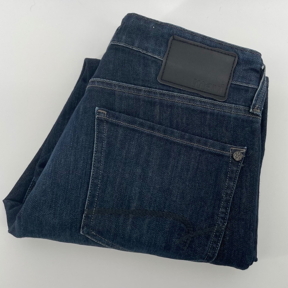 Mavi Matt Relaxed Straight Leg Jeans Dark Wash Blue Denim Size 30x28